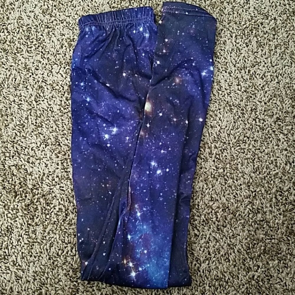 Women’s Leggings Blue Dark Sky w/ Stars Print Size XS Unbranded Stretch Pants
